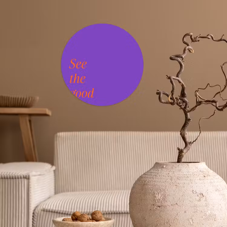 See the good - Oranje - Paars Wandcirkel behangsticker klein -sfeer1