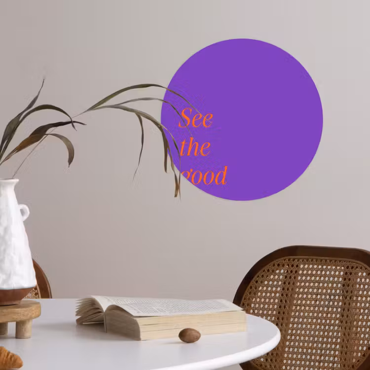 See the good - Oranje - Paars Wandcirkel behangsticker klein -sfeer3
