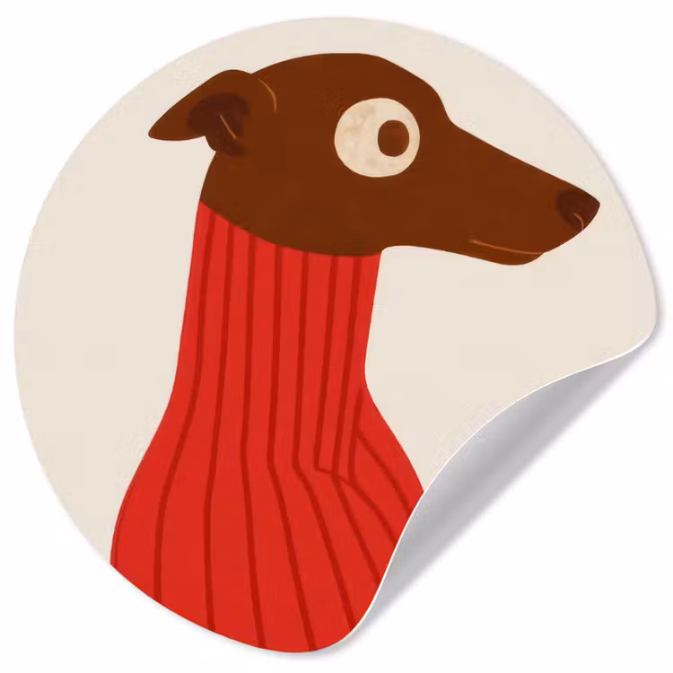 Silhouet - Hond - Trui - Rood Wandcirkel behangsticker klein -3d