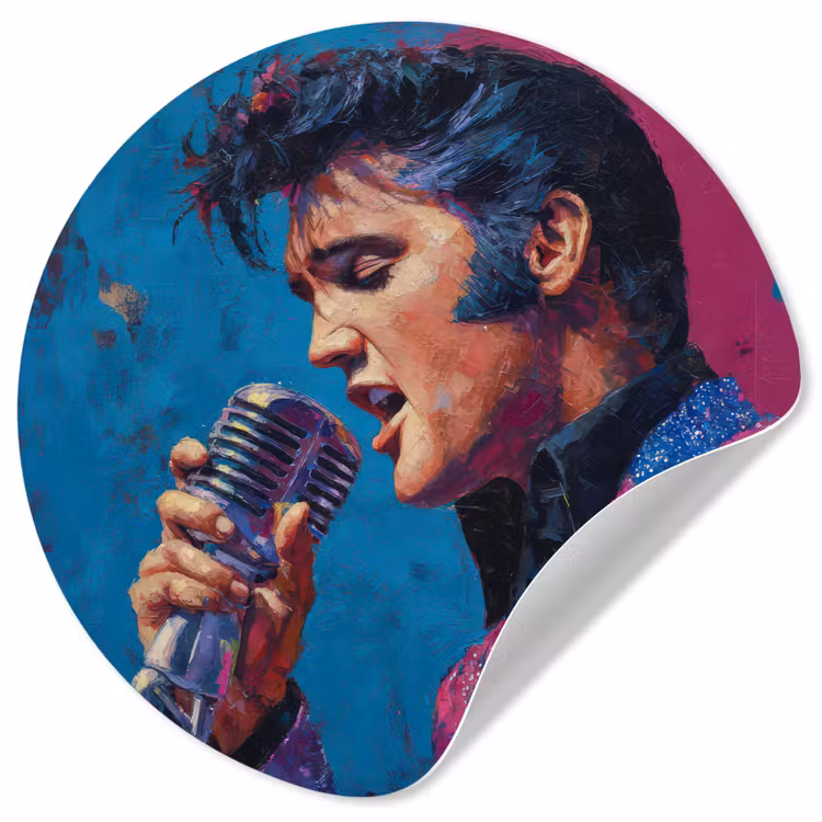 Zingende man - Glitterjas - Microfoon Wandcirkel behangsticker klein -3d