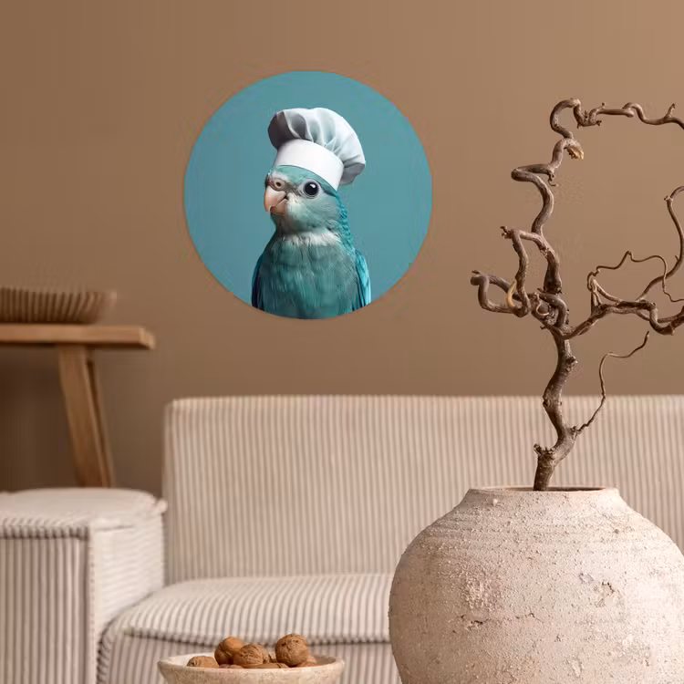 Parkiet - Vogel - Koksmuts - Cute Wandcirkel behangsticker klein -sfeer1
