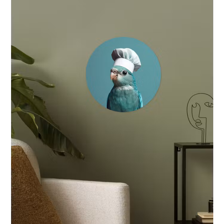 Parkiet - Vogel - Koksmuts - Cute Wandcirkel behangsticker klein -sfeer2