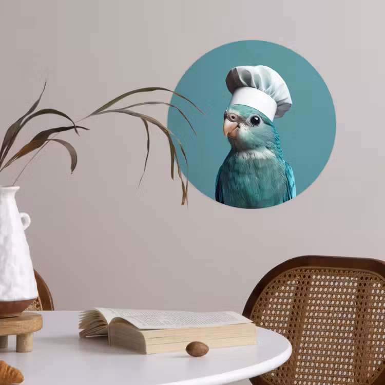 Parkiet - Vogel - Koksmuts - Cute Wandcirkel behangsticker klein -sfeer3