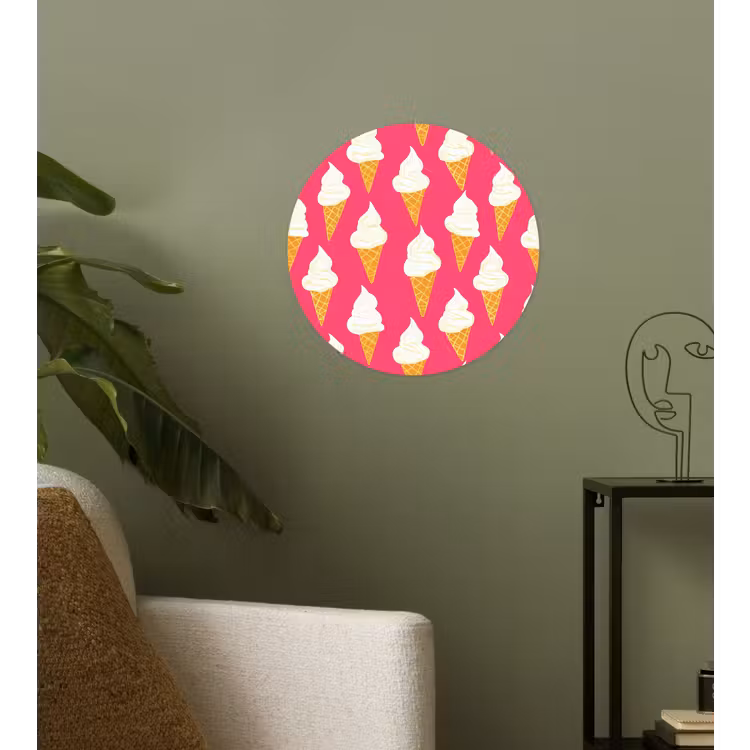 Softijs - Horentje - Roze Wandcirkel behangsticker klein 186 -sfeer2