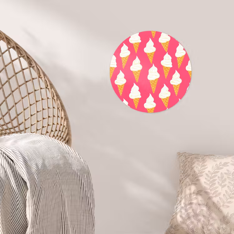 Softijs - Horentje - Roze Wandcirkel behangsticker klein 186 -sfeer4