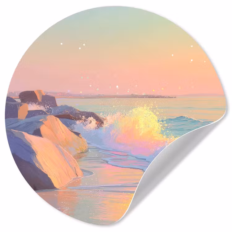 Zomerlicht - Strand - Fonkelende accenten Wandcirkel behangsticker klein -3d