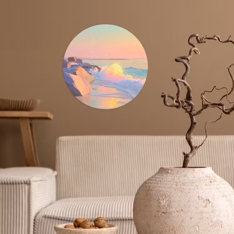 Zomerlicht - Strand - Fonkelende accenten Wandcirkel behangsticker klein -sfeer1