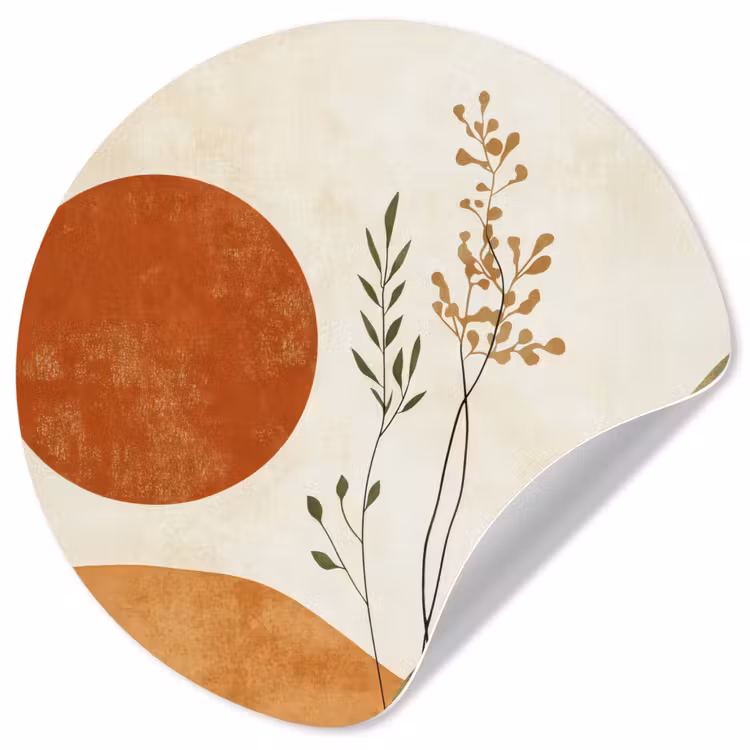 Zon - Abstract - Takken - Oranje Wandcirkel behangsticker klein -3d
