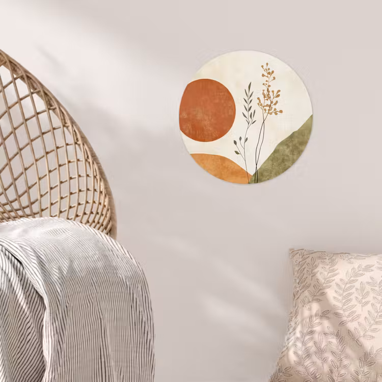 Zon - Abstract - Takken - Oranje Wandcirkel behangsticker klein -sfeer4