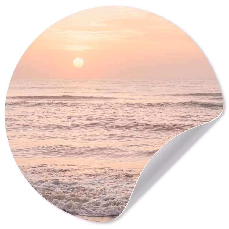 Zon - Strand - Roze Wandcirkel behangsticker klein -3d