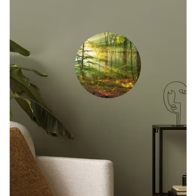 Zon - Bos - Bomen - Natuur - Herfst Wandcirkel behangsticker klein -sfeer2