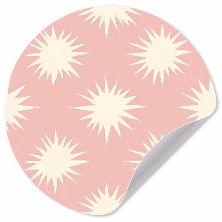 Zonnen - Patroon - Roze Wandcirkel behangsticker klein 186 -3d