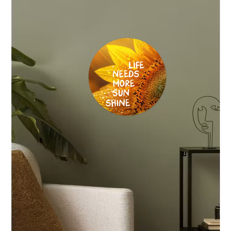 Zonnebloem - Close up - Geel - Quote Wandcirkel behangsticker klein -sfeer2