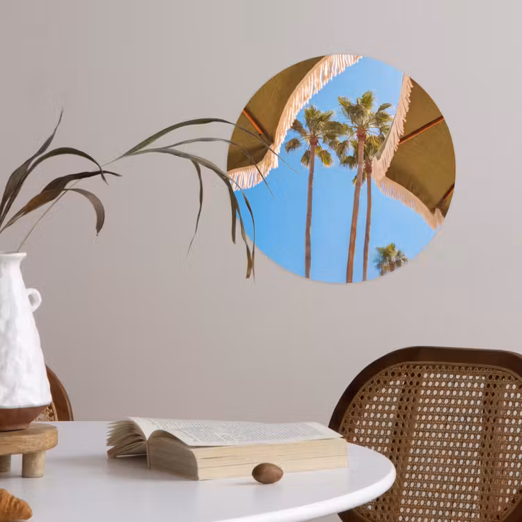 Parasol - Groen - Franjes - Zomer - Tropisch Wandcirkel behangsticker klein -sfeer3