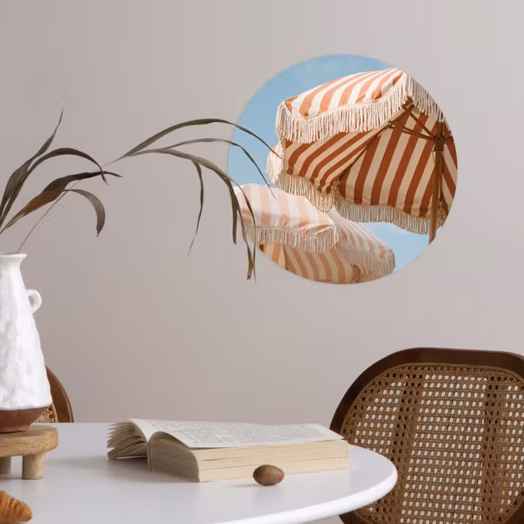 Parasol - Lucht - Rood Wandcirkel behangsticker klein -sfeer3
