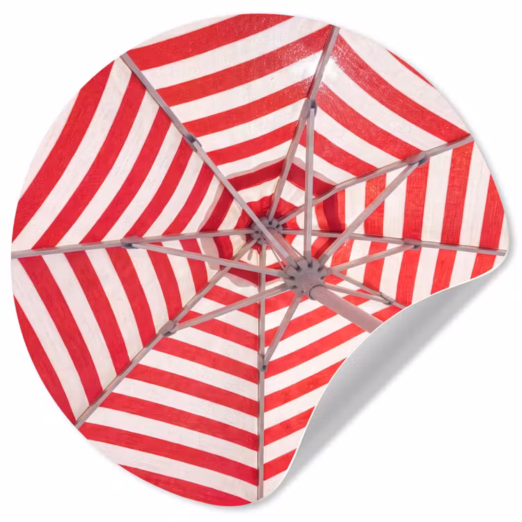 Parasol - Strepen - Zomer - Rood - Blauw Wandcirkel behangsticker klein -3d