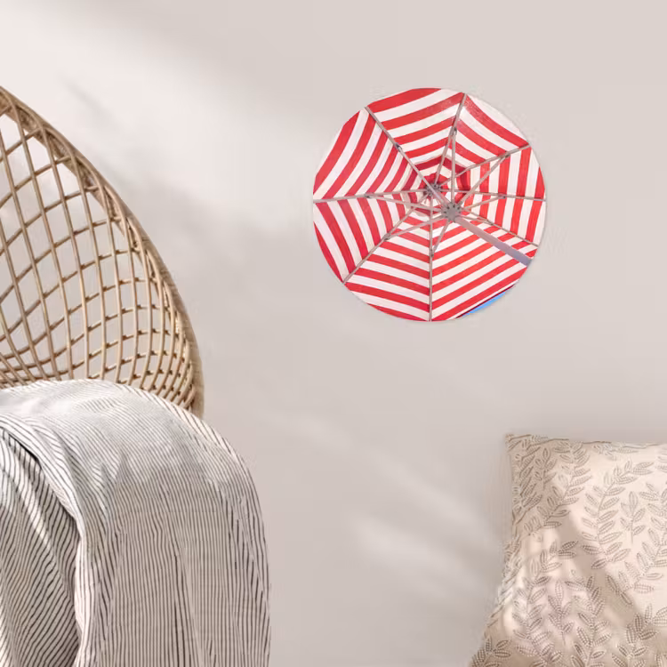 Parasol - Strepen - Zomer - Rood - Blauw Wandcirkel behangsticker klein -sfeer4
