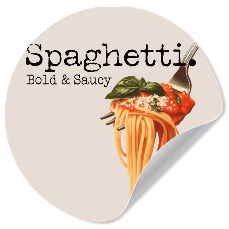 Spaghetti - tomatensaus - Parmezaanse kaas Wandcirkel behangsticker klein -3d