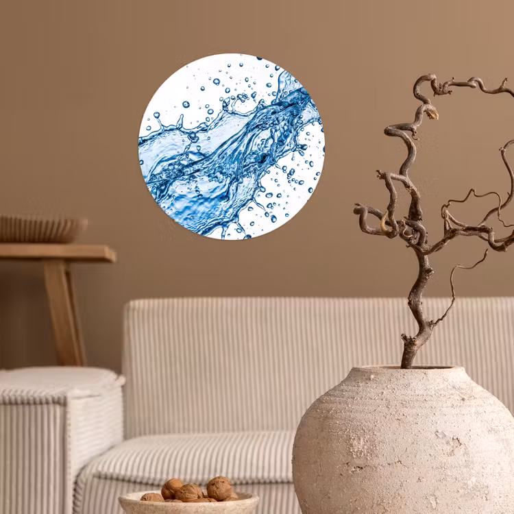 Spash - Water - Blauw Wandcirkel behangsticker klein -sfeer1