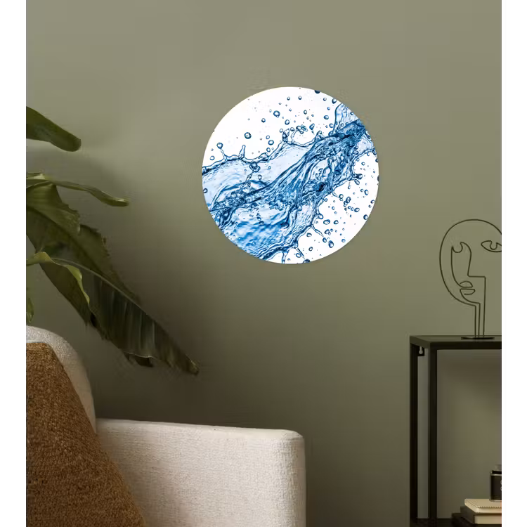 Spash - Water - Blauw Wandcirkel behangsticker klein -sfeer2