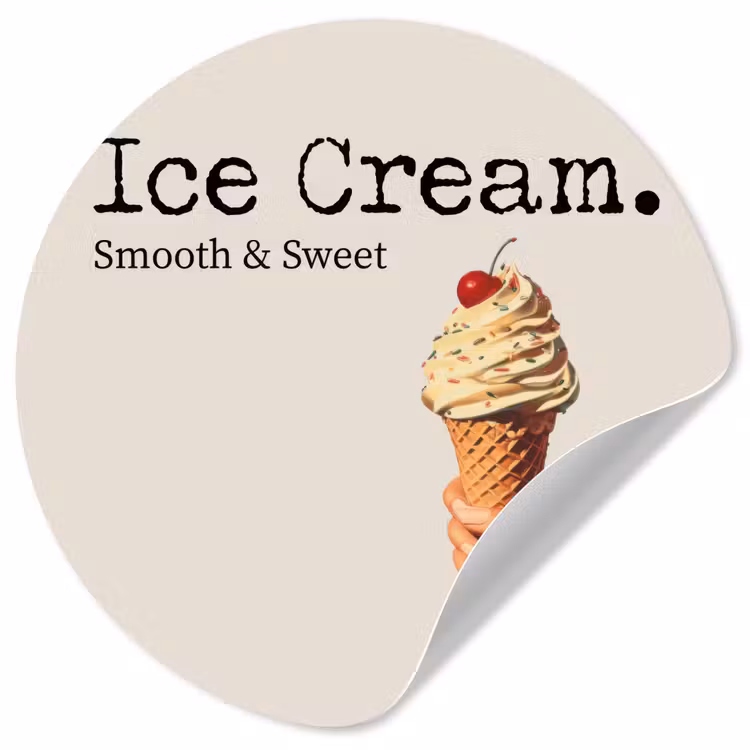 Ice cream - Softijs - Kleurrijk - Kers Wandcirkel behangsticker klein -3d