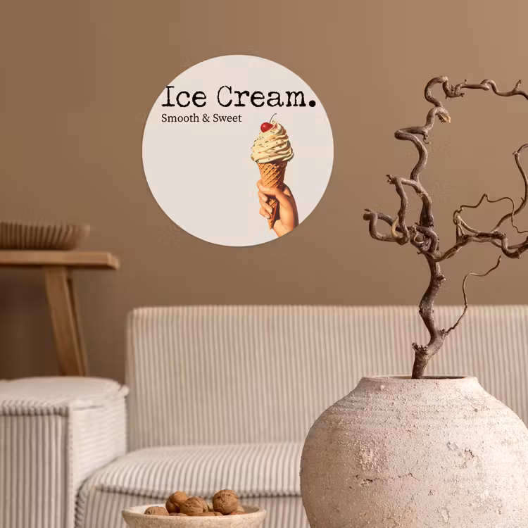 Ice cream - Softijs - Kleurrijk - Kers Wandcirkel behangsticker klein -sfeer1