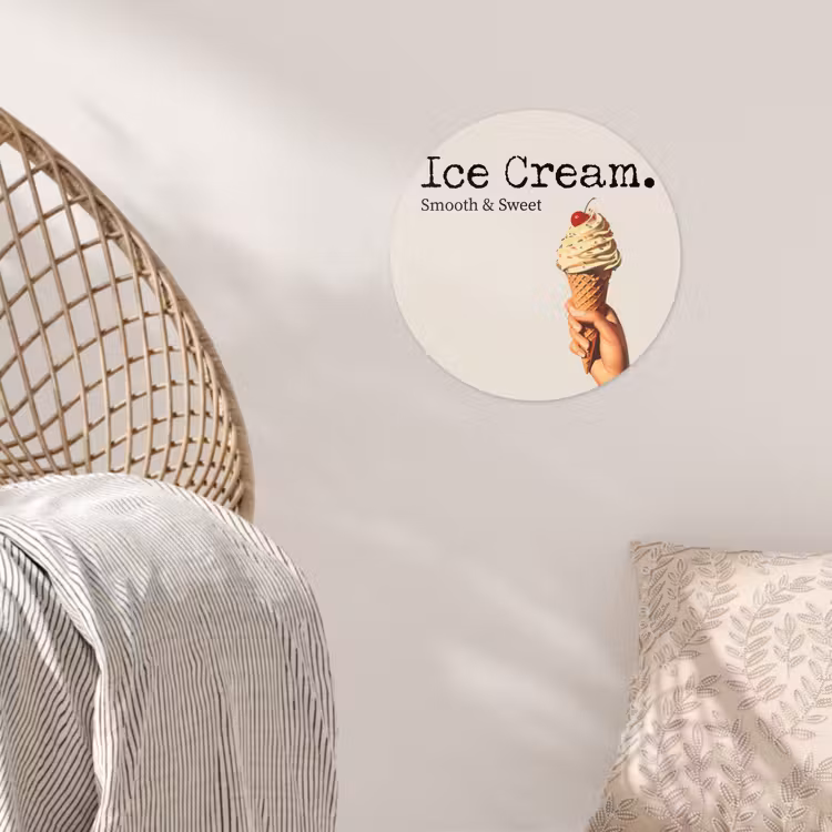 Ice cream - Softijs - Kleurrijk - Kers Wandcirkel behangsticker klein -sfeer4