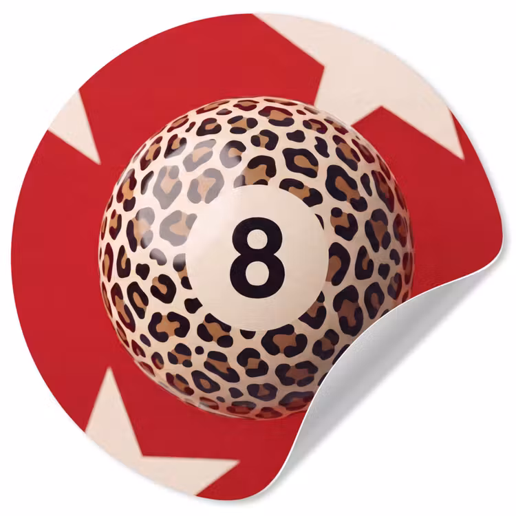 Spel - Dierenprint - Nummer 8 - Modern - Rood Wandcirkel behangsticker klein -3d