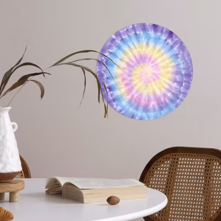 Spiraal - Tie dye - Pasteltinten Wandcirkel behangsticker klein -sfeer3