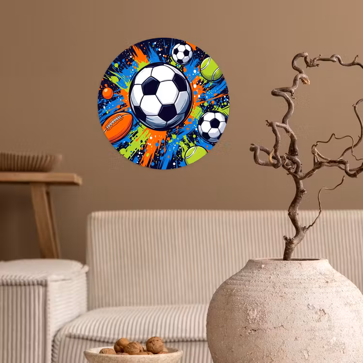 Sport - Ballen - Kleurrijk Wandcirkel behangsticker klein -sfeer1