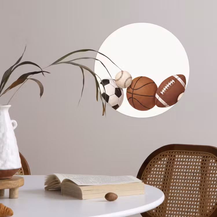 Sport - Ballen - Illustratie Wandcirkel behangsticker klein -sfeer3