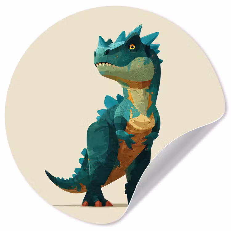 Stekels - Dino - Blauw - Gespierd Wandcirkel behangsticker klein -3d
