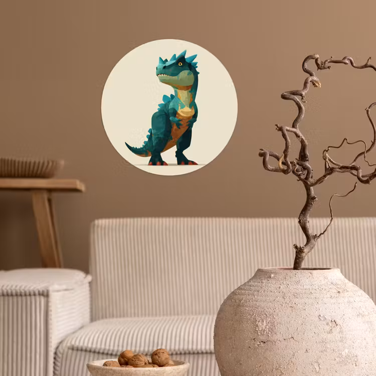 Stekels - Dino - Blauw - Gespierd Wandcirkel behangsticker klein -sfeer1