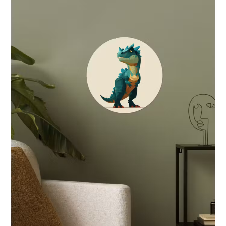 Stekels - Dino - Blauw - Gespierd Wandcirkel behangsticker klein -sfeer2