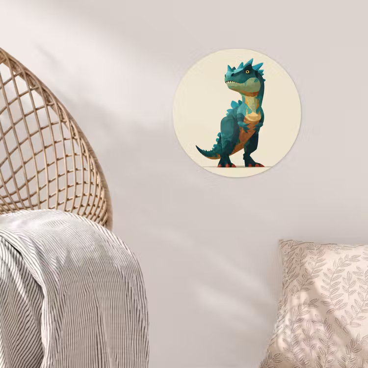 Stekels - Dino - Blauw - Gespierd Wandcirkel behangsticker klein -sfeer4
