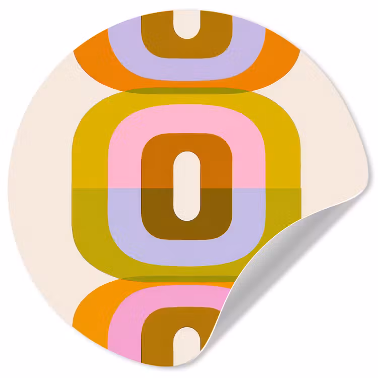 Stapel - Vormen - Geblokt - Oranje Wandcirkel behangsticker klein -3d
