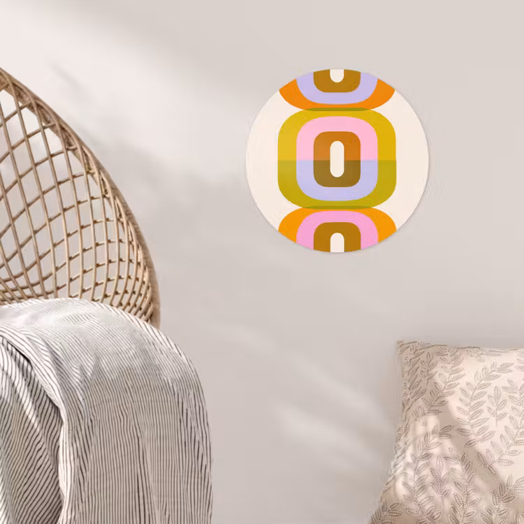 Stapel - Vormen - Geblokt - Oranje Wandcirkel behangsticker klein -sfeer4