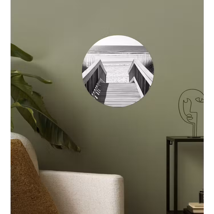 Loopbrug - Hout - Strand - Zee Wandcirkel behangsticker klein -sfeer2