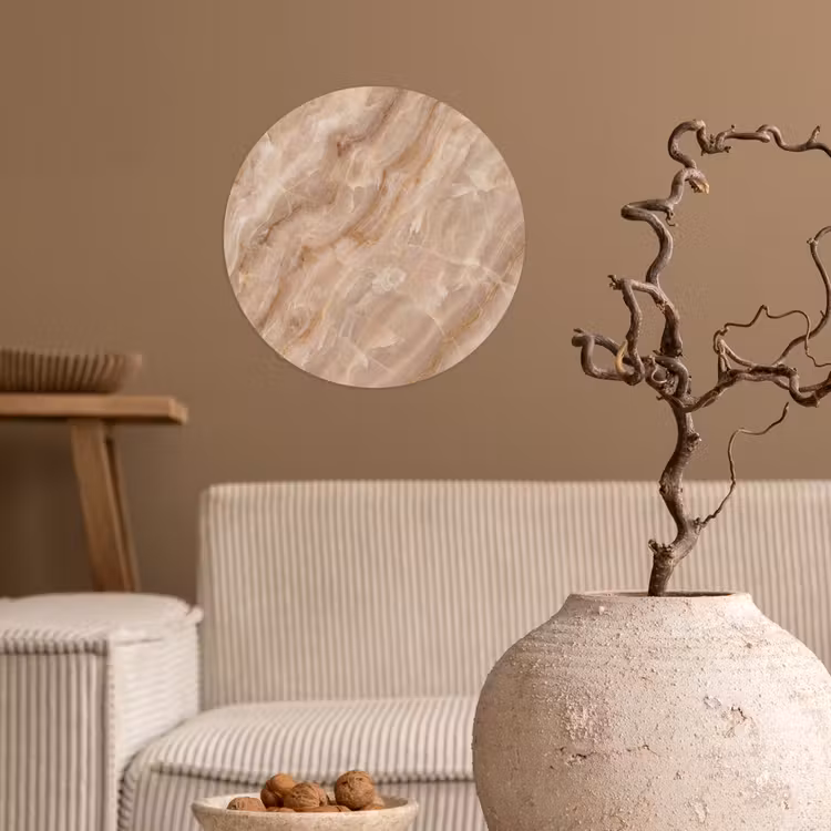 Steen - Ader - Natuur - Modern - Beige Wandcirkel behangsticker klein -sfeer1