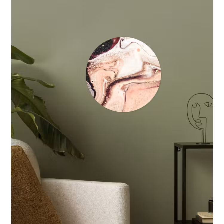 Steen - Marmer - Edelsteen - Abstract - Natuur - Roze Wandcirkel behangsticker klein -sfeer2