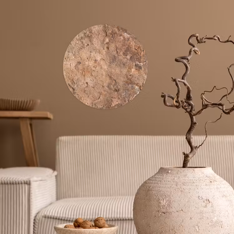 Steen - Natuur - Textuur - Abstract - Bruin Wandcirkel behangsticker klein -sfeer1
