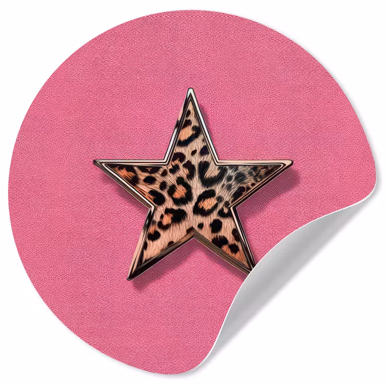 Ster - Luipaard - Print - Roze Wandcirkel behangsticker klein -3d
