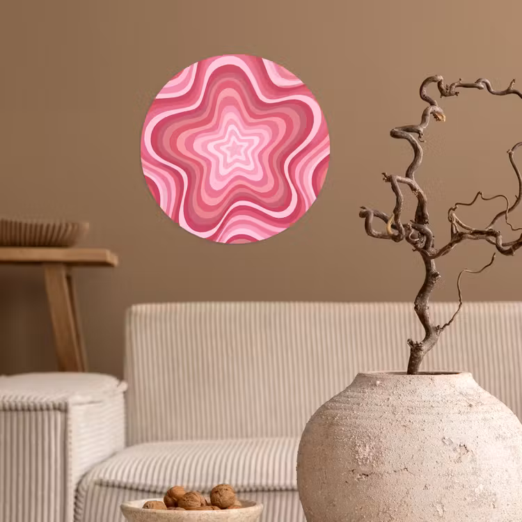 Ster - Golvend - Abstract - Roze Wandcirkel behangsticker klein -sfeer1