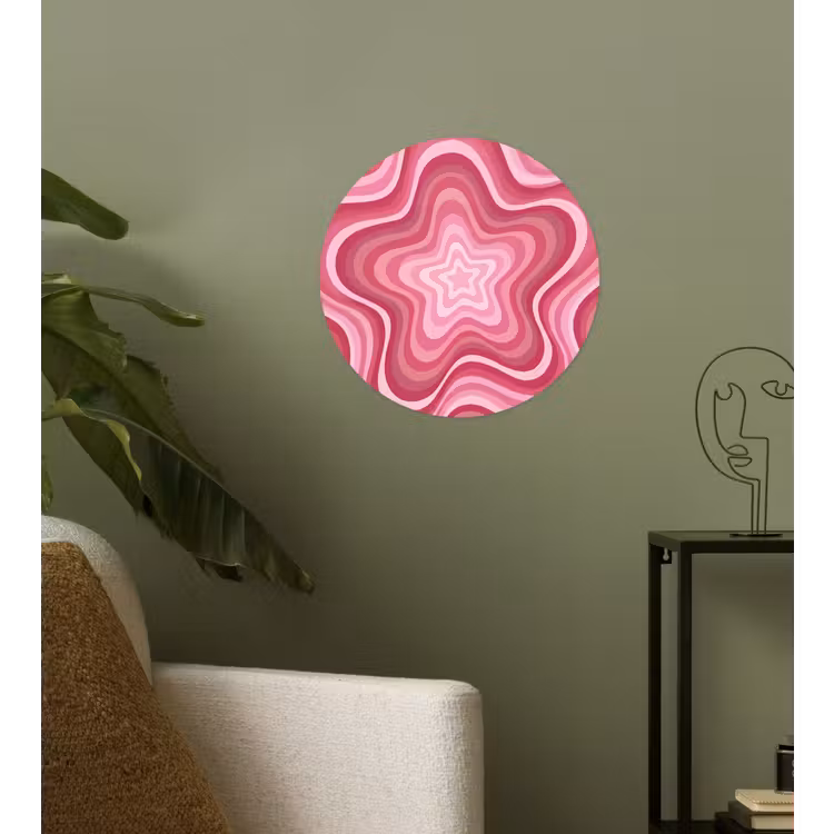 Ster - Golvend - Abstract - Roze Wandcirkel behangsticker klein -sfeer2