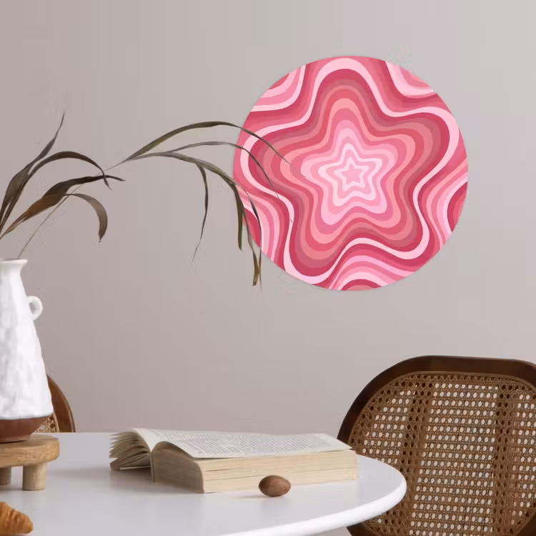Ster - Golvend - Abstract - Roze Wandcirkel behangsticker klein -sfeer3