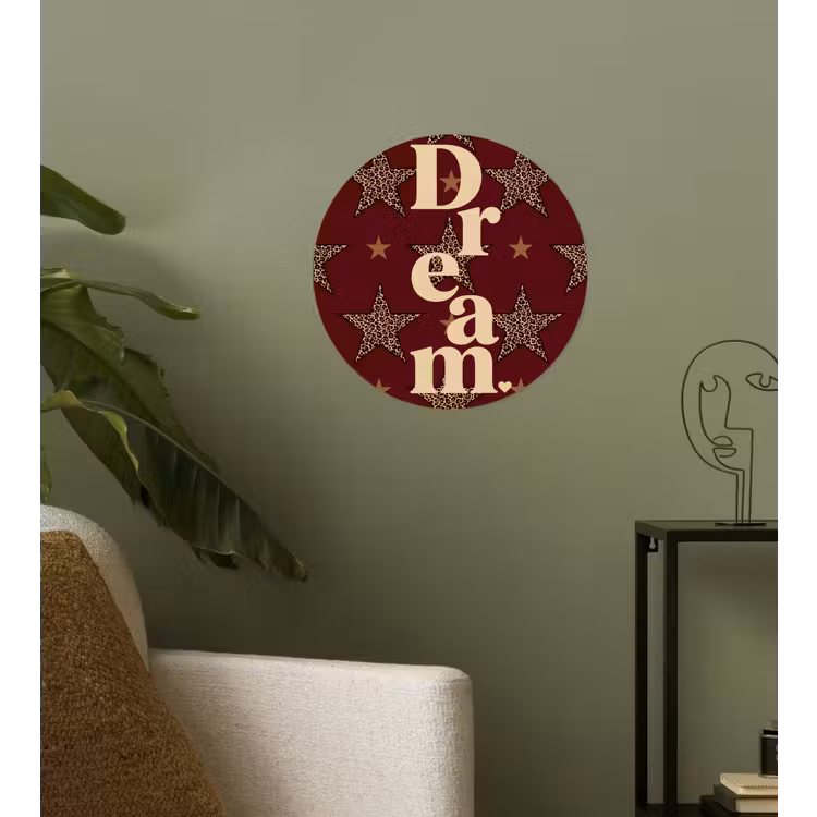 Sterren - Luipaardprint - Dream - Bordeaux Wandcirkel behangsticker klein -sfeer2