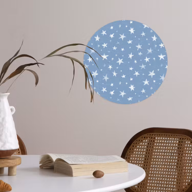 Sterretjes - Patroon - Blauw Wandcirkel behangsticker klein 186 -sfeer3