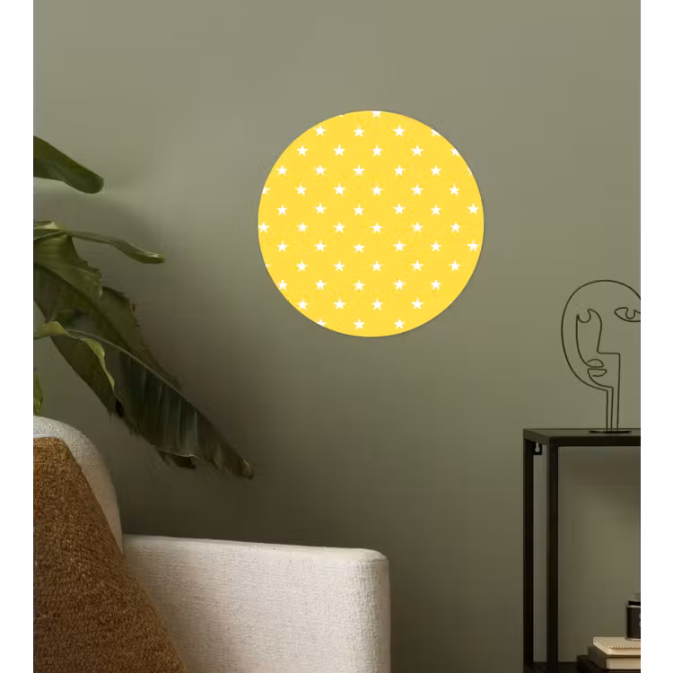 Sterren - Patroon - Minimalistisch - Geel Wandcirkel behangsticker klein 186 -sfeer2