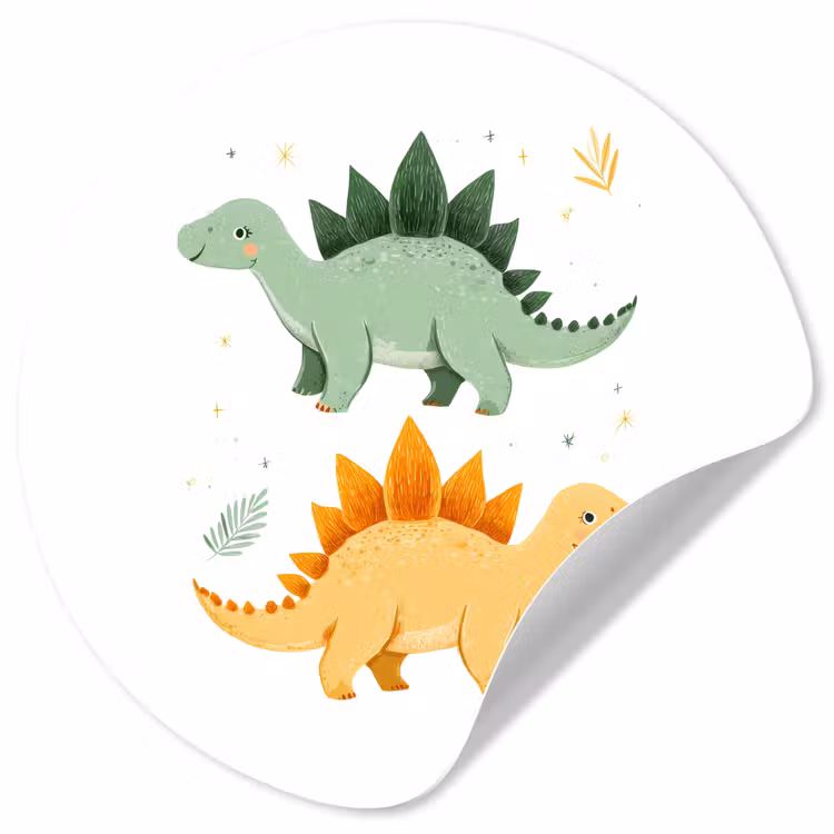 Sterren - Stegosaurussen - Blaadjes - Groen Wandcirkel behangsticker klein -3d
