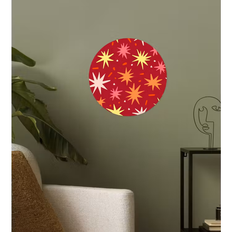 Sterren - Speels - Rood Wandcirkel behangsticker klein 186 -sfeer2